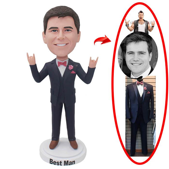 Customized Groomsman Bobbleheads, Personalized Bridegroom Bobbleheads From Photos - Abobblehead.com