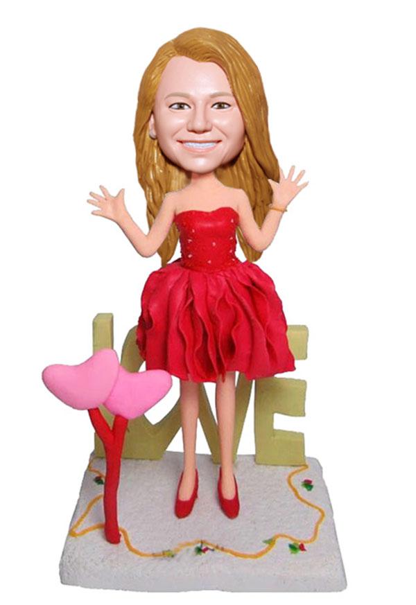 Custom Dress Girl Bobbleheads, Personalized Girlfriends Bobblehead Cheap Online - Abobblehead.com