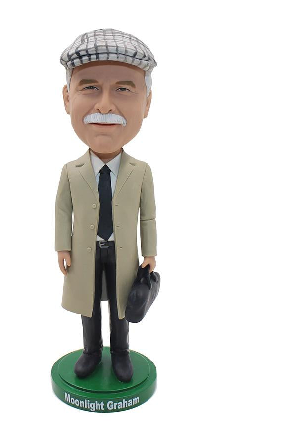 Custom Bobbleheads Old Man With Long Coat, Custom Detective Bobblehead - Abobblehead.com