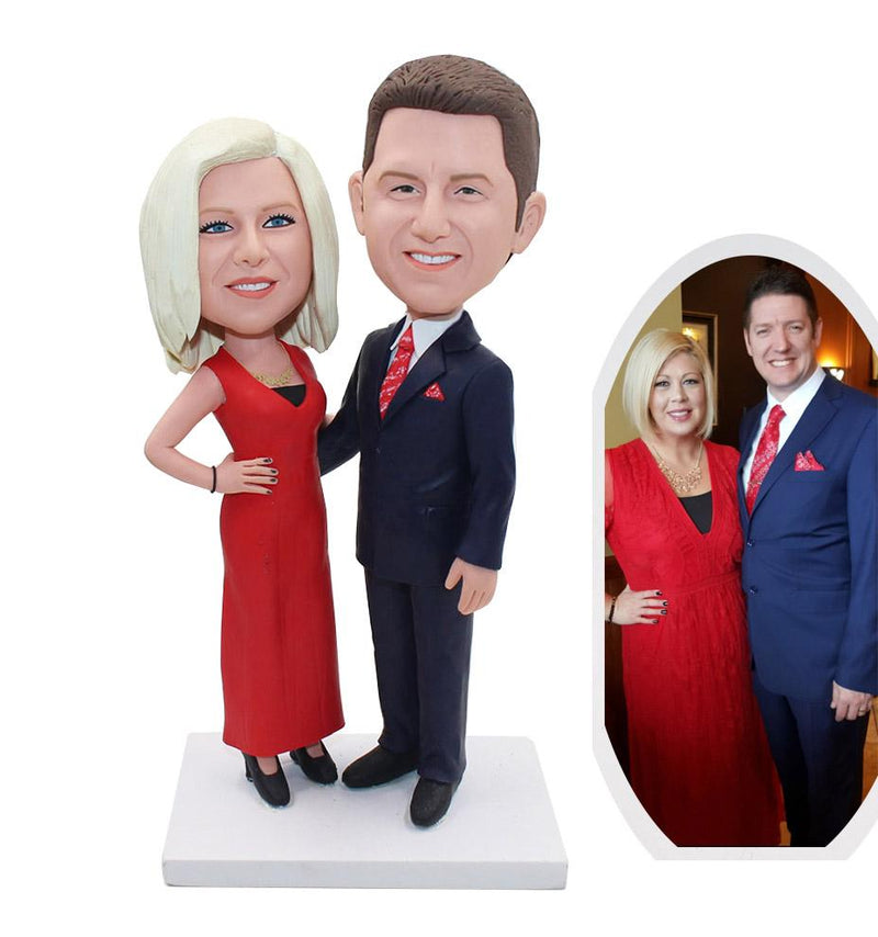 Custom Bride And Groom Cake Toppers Bobbleheads, Custom Couple Bobbleheds For Wedding - Abobblehead.com